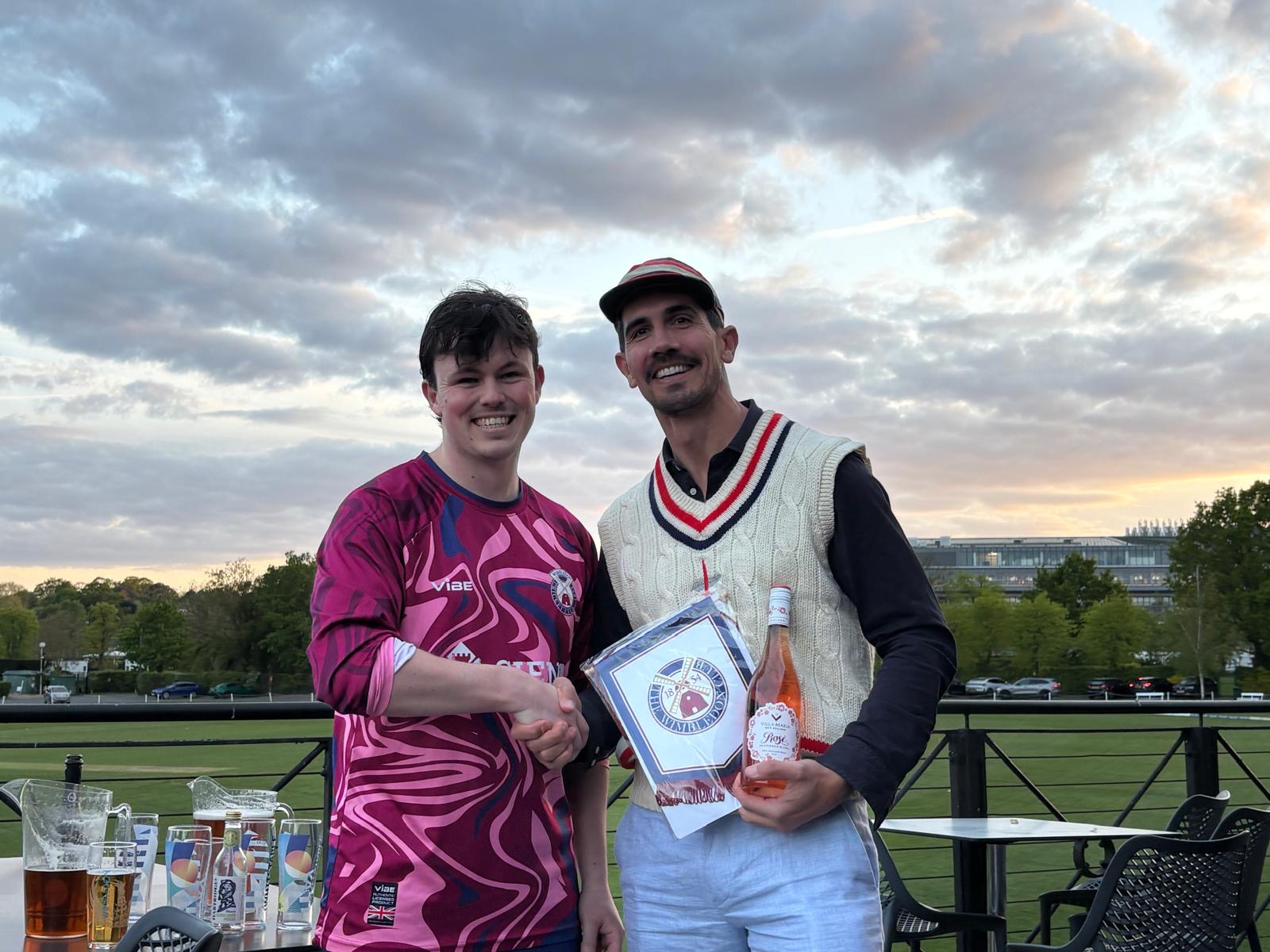 Adam receives his player of the match award
