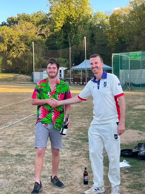 Ben Fulton being awarded player of the match
