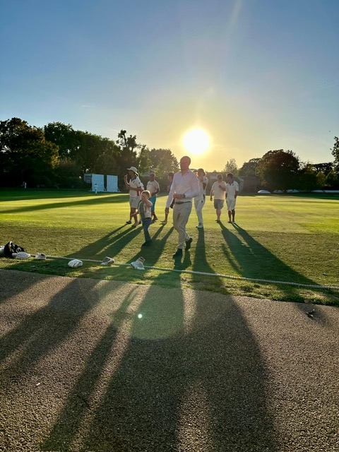 Sun setting beautifully as the players left the field